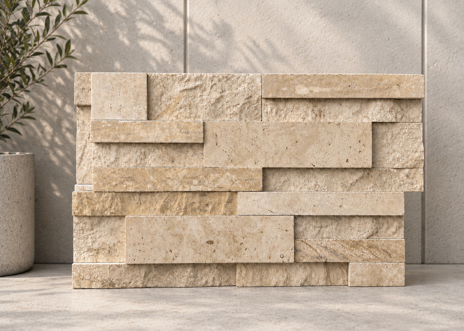 Natural Travertine Ledgestone NTL-10 wall cladding Thailand